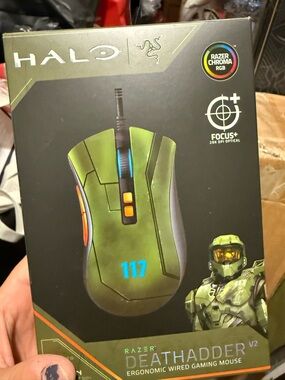 Razer DeathAdder V2 Halo Edition - Olive Green with Blue & Orange Accents